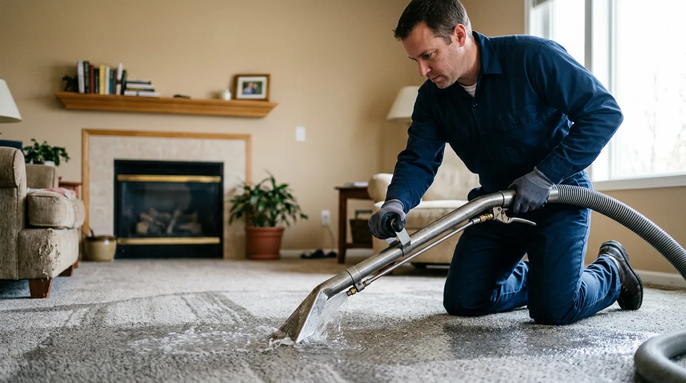 Water damage restoration technician working near Nebo, WV